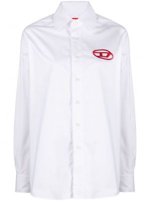 Bavlnená košeľa s výšivkou Diesel biela