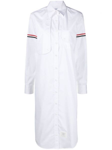 Βαμβακερή μίντι φόρεμα Thom Browne λευκό