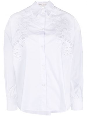 Памучна риза с дантела Ermanno Firenze бяло