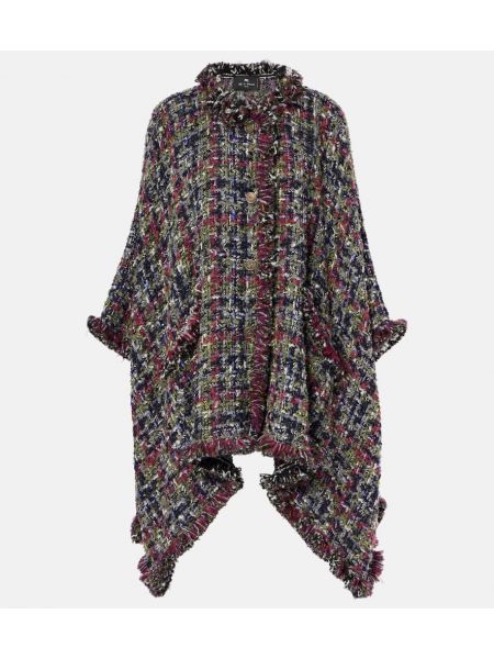 Poncho i ull i tweed Etro