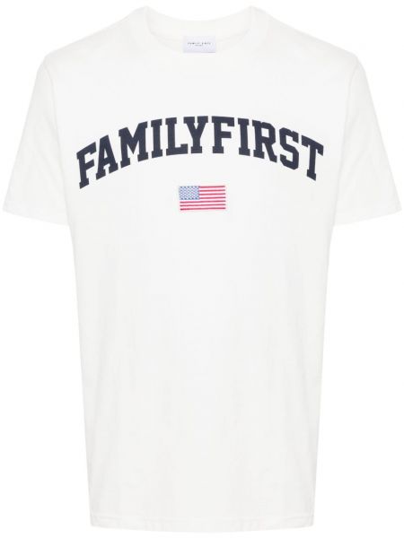 Koszulka bawełniana z nadrukiem Family First biała