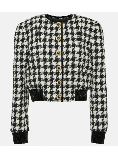 Твидовый пиджак с узором «гусиные лапки» Balmain черный