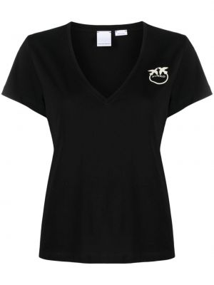 Kokvilnas t-krekls ar apdruku Pinko melns