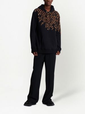 Bluza z kapturem z cekinami bawełniana Balmain czarna