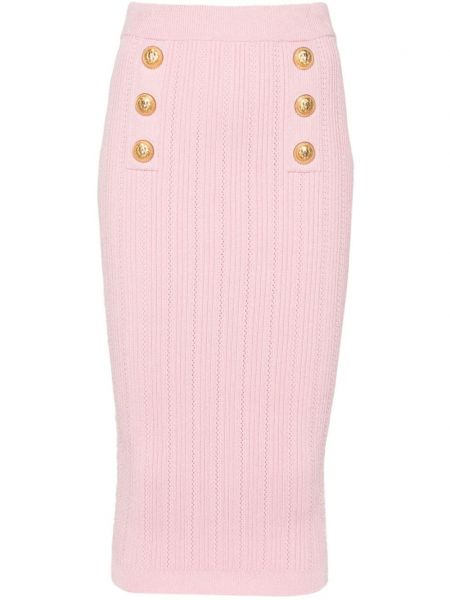 Suknja pencil s gumbima Balmain ružičasta