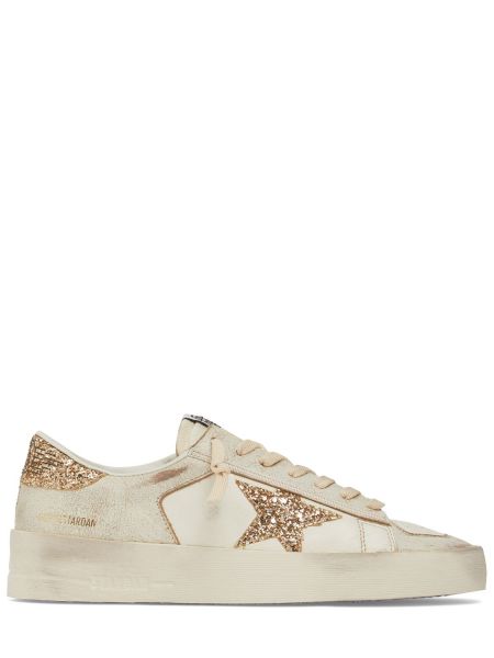 Stjernemønster lær sneakers Golden Goose hvit