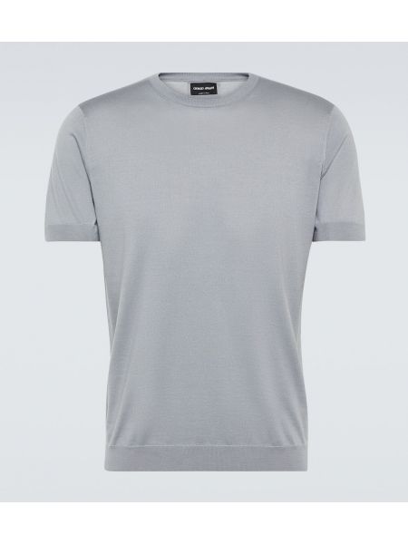 T-shirt en soie en coton Giorgio Armani gris
