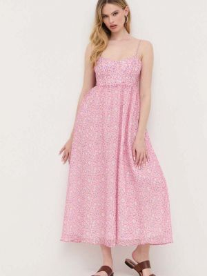 Dlouhé šaty Bardot růžové
