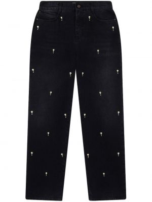 Straight fit džíny s výšivkou s perlami Stella Mccartney černé