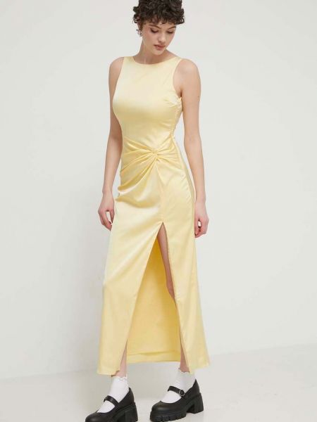 Sukienka długa Abercrombie & Fitch żółta