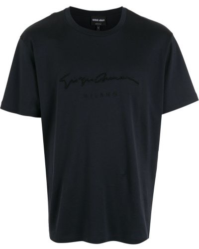 Haftowana koszulka Giorgio Armani niebieska