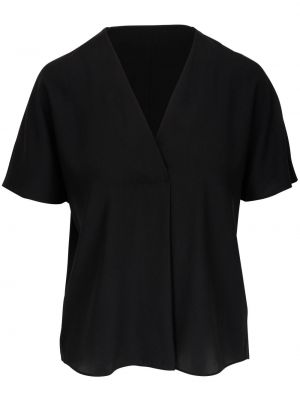 Bluse mit v-ausschnitt mit plisseefalten Vince schwarz