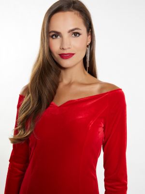 Коктейлна рокля Faina червено