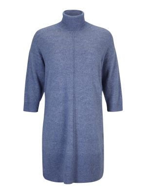 Nylonové vlnené priliehavé pletené šaty Object Petite - modrá