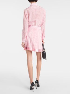 Plisirana svilena mini suknja Versace ružičasta
