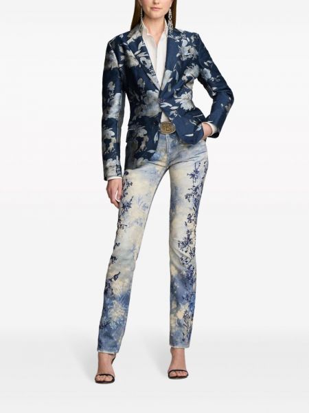 Blazer à fleurs en jacquard Ralph Lauren Collection bleu