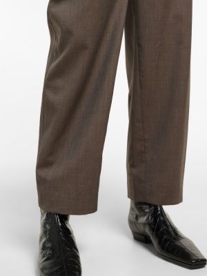 Vlněné bavlněné rovné kalhoty s vysokým pasem Totême