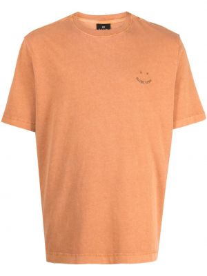 Pamut hímzett póló Ps Paul Smith narancsszínű
