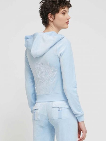 Kapucnis velúr pulóver Juicy Couture kék