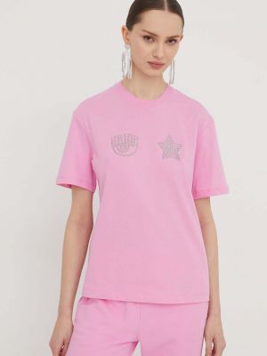 Bavlněné tričko s hvězdami Chiara Ferragni růžové