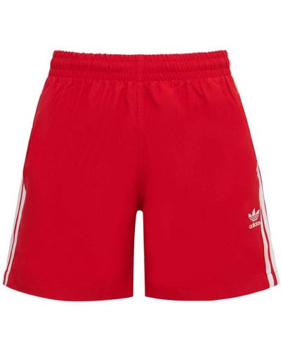 Csíkos rövidnadrág zsebes Adidas Originals - piros