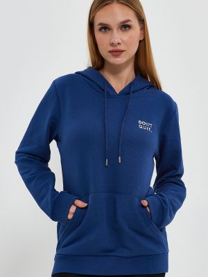 Raštuotas džemperis su gobtuvu River Club mėlyna