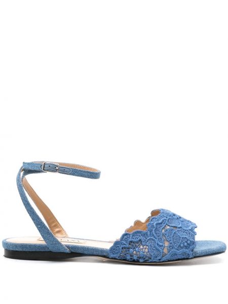Sandale s cvjetnim printom s čipkom Arteana plava