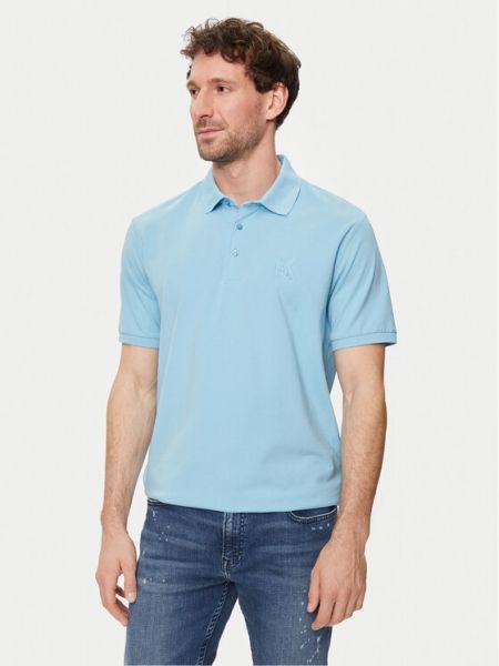 Тениска с копчета Karl Lagerfeld синьо