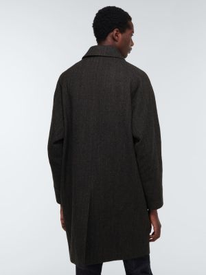 Palton de lână din tweed Visvim negru