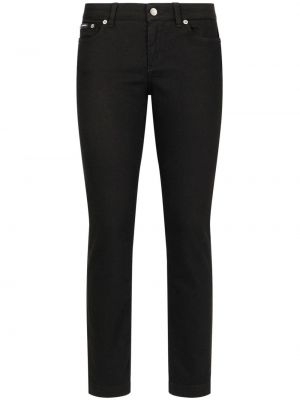 Medvilninės skinny fit džinsai žemu liemeniu Dolce & Gabbana juoda
