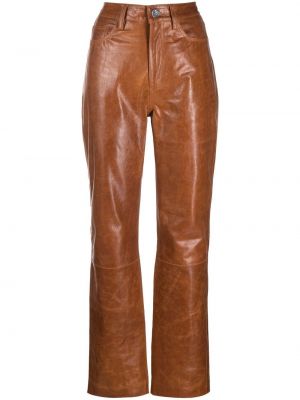 Pantalon droit en cuir Remain marron