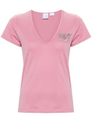 T-shirt en coton avec applique Pinko rose