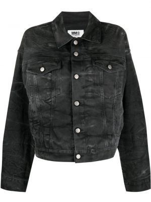 Obrabljena denim jakna Mm6 Maison Margiela črna