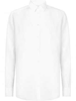 Lněná košile s knoflíky Dolce & Gabbana bílá