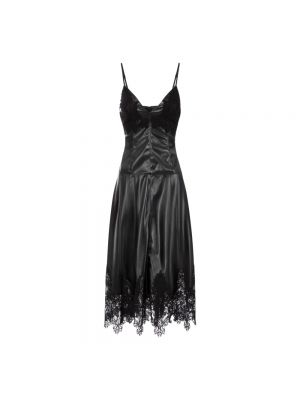 Sukienka midi koronkowa ze skóry ekologicznej Elisabetta Franchi czarna