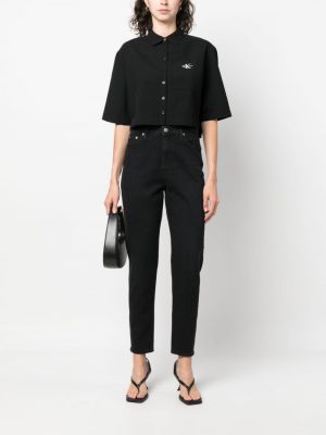 Haftowana koszula jeansowa Calvin Klein Jeans czarna
