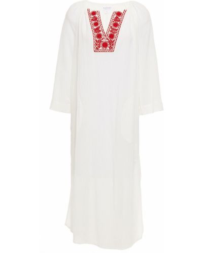 Bílé šaty ke kolenům bavlněné s výšivkou Velvet By Graham & Spencer
