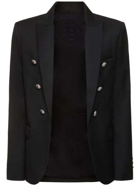 Ull blazer Balmain svart