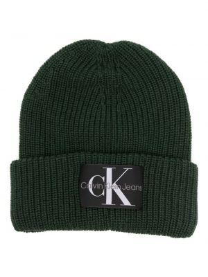 Pletená čiapka Calvin Klein Jeans zelená