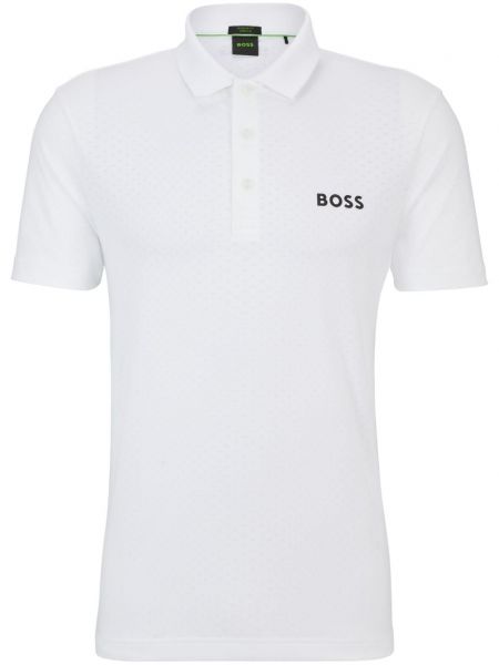Žakardinis raštuotas polo marškinėliai Boss balta