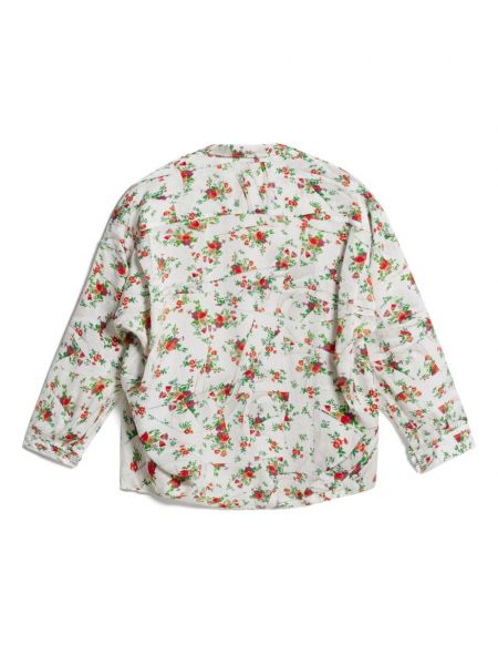 Květinová hedvábná košile s potiskem Balenciaga bílá