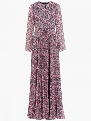 Платье макси жаккардовое с принтом плиссированное Mikael Aghal, розовое