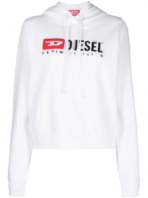 Pamučna hoodie s kapuljačom Diesel bijela