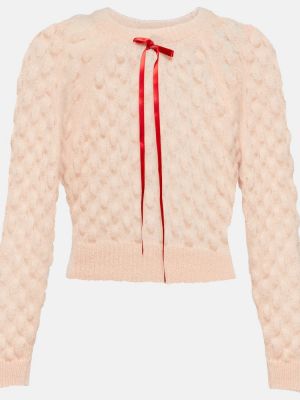 Moherowy sweter z kokardką Simone Rocha różowy