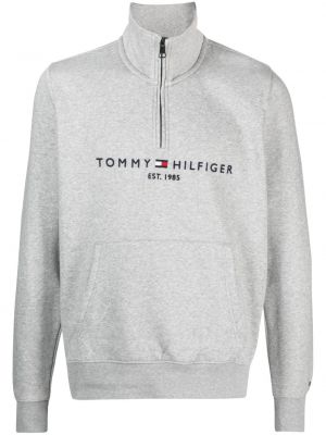 Siuvinėtas džemperis su užtrauktuku Tommy Hilfiger pilka