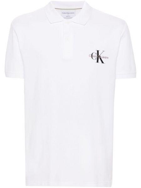 Polo krekls ar izšuvumiem Calvin Klein Jeans balts