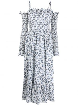 Копринена миди рокля на цветя с принт Polo Ralph Lauren
