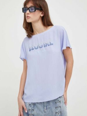 Копринена блуза с апликация Blugirl Blumarine синьо