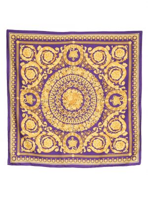 Virágos selyem sál nyomtatás Versace lila