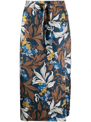 Kvetinová hodvábna sukňa s potlačou Max Mara modrá